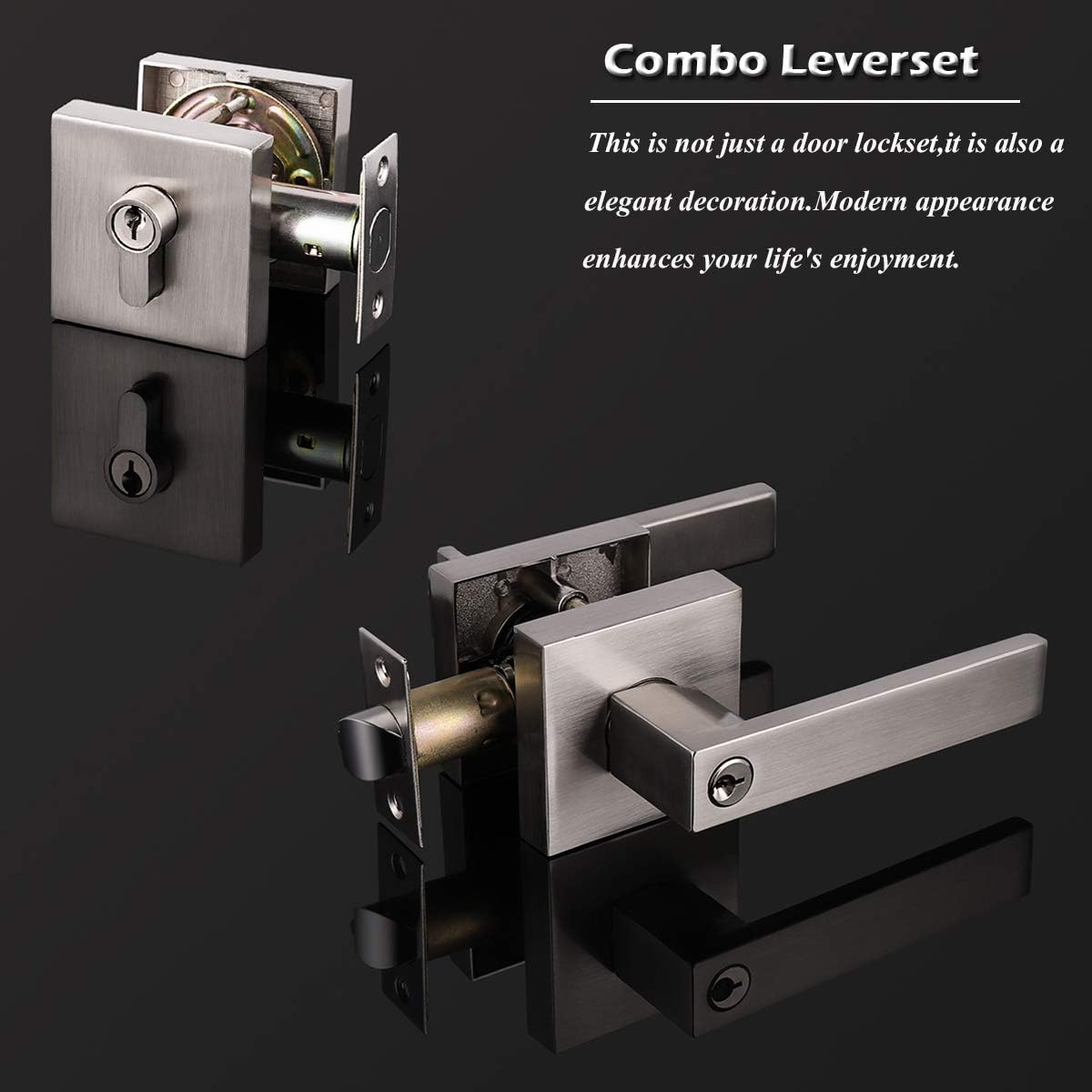 Sturdy Entry Lever Deadbolt Lockset Keyed Alike for Front
