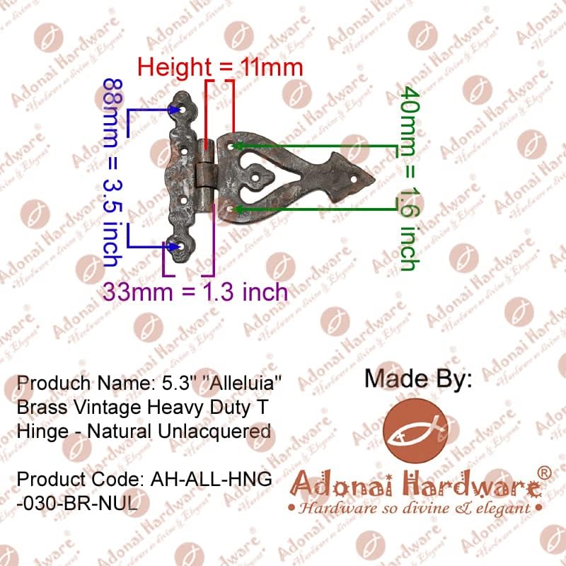 Adonai Hardware Alleluia Antique Cast Iron Hinges