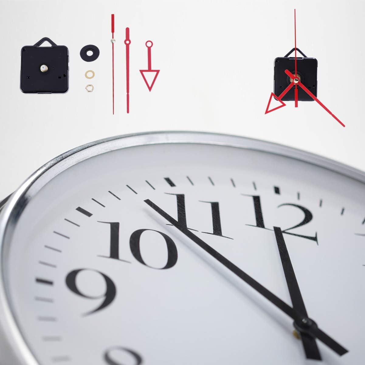 Red Clock Movement Mechanism Kit for Clock Repair and Replacement