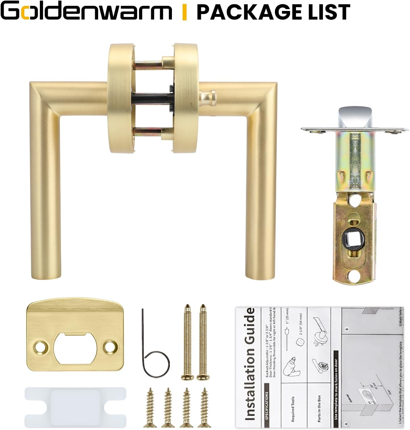 GoldenWarm 4-Piece Gold Door Handles