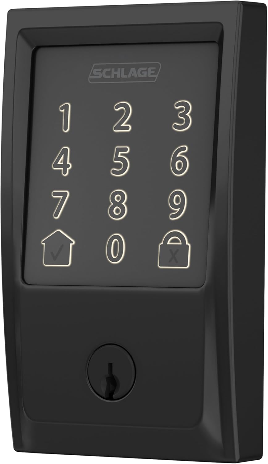 Schlag Smart Wi-Fi Deadbolt with Century Trim in Matte Black