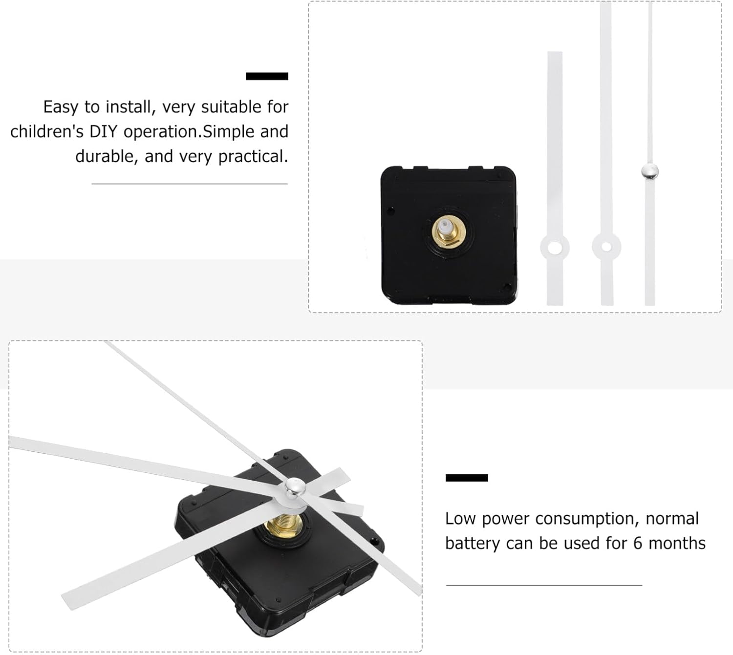 UOnlyTech White Plastic Clock Movement DIY Repair Kit for Wall Table Clocks