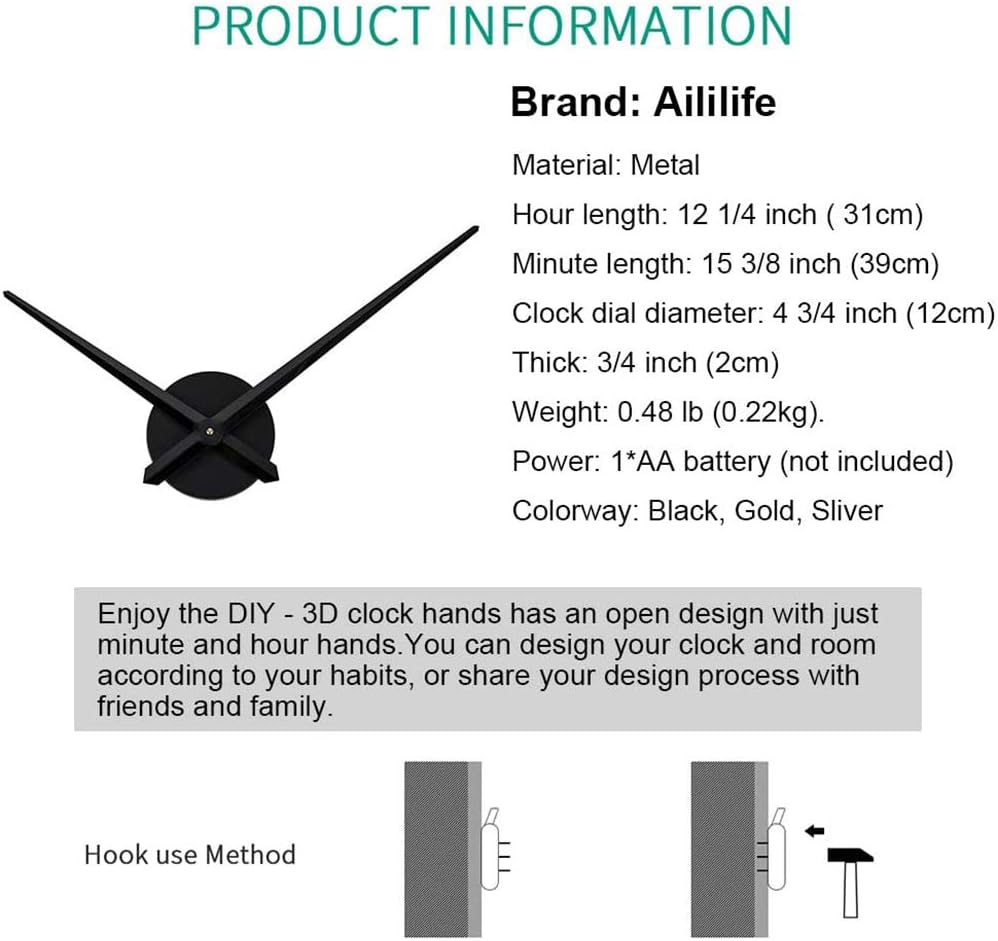 Interactive 3D Wall Clocks DIY Large Clock Movements in 12