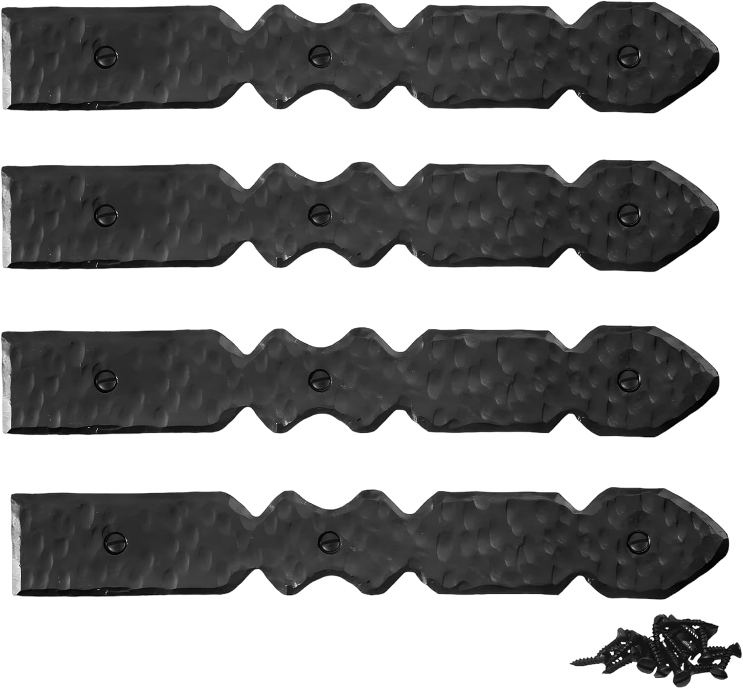 Handcrafted 4-Piece Black Faux Strap Hinges for Farmhouse Carriage Doors