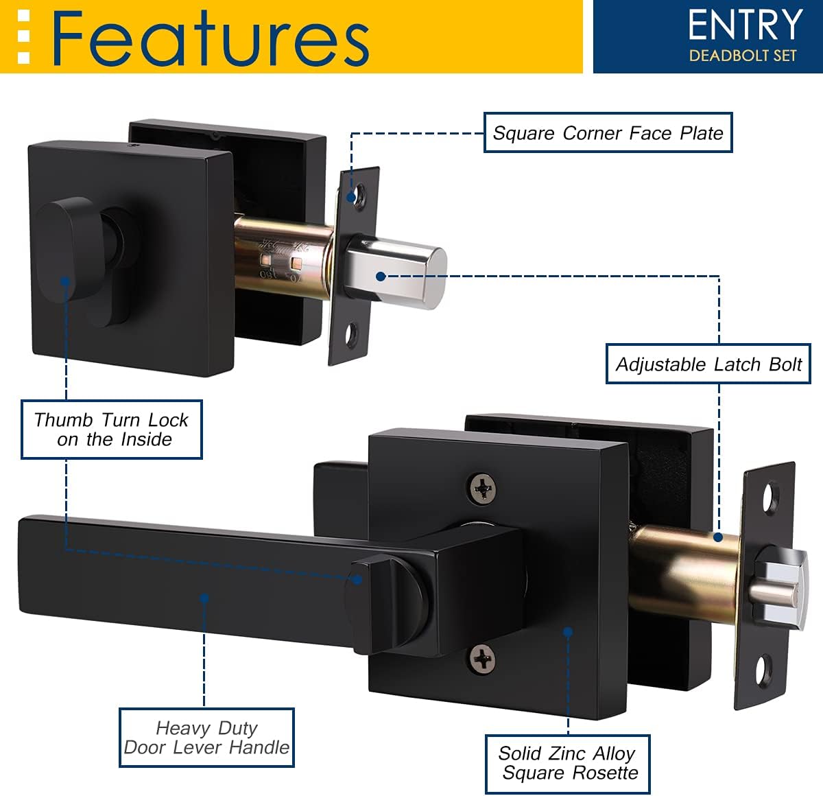 4-Pack Keyed Entry Door Lever Set Matte Black