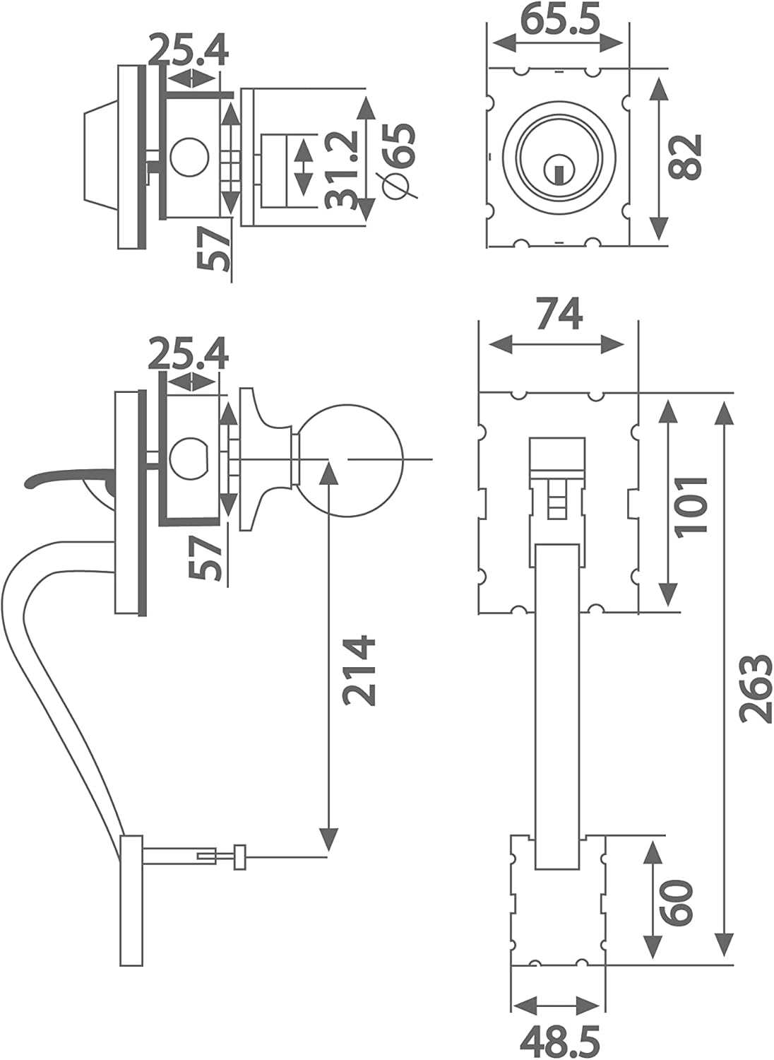 LOCKSET4U Reversible Front Door Hardware Set LAMA