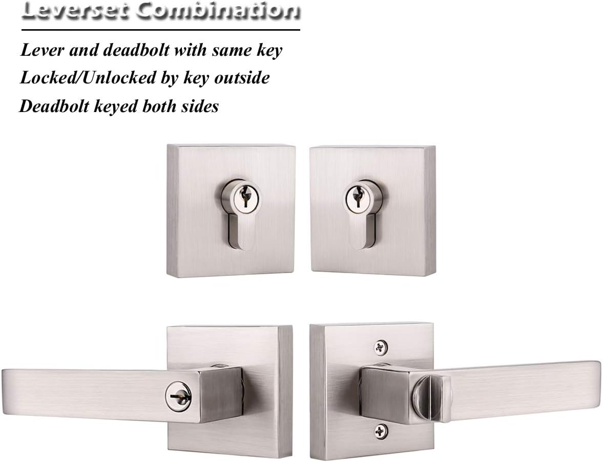Sturdy Entry Lever Deadbolt Lockset Keyed Alike for Front
