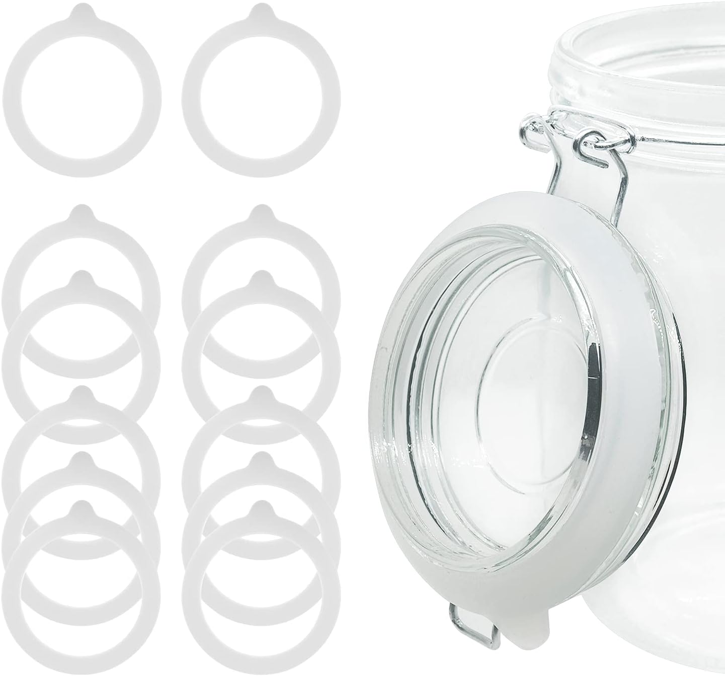 12-Piece Silicone Gasket Set for Mason Jars - Airtight Replacement Seals