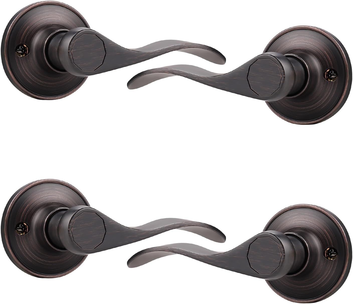 Probrico 4 Pack Door Lever Wave Style Oil Rubbed Bronze