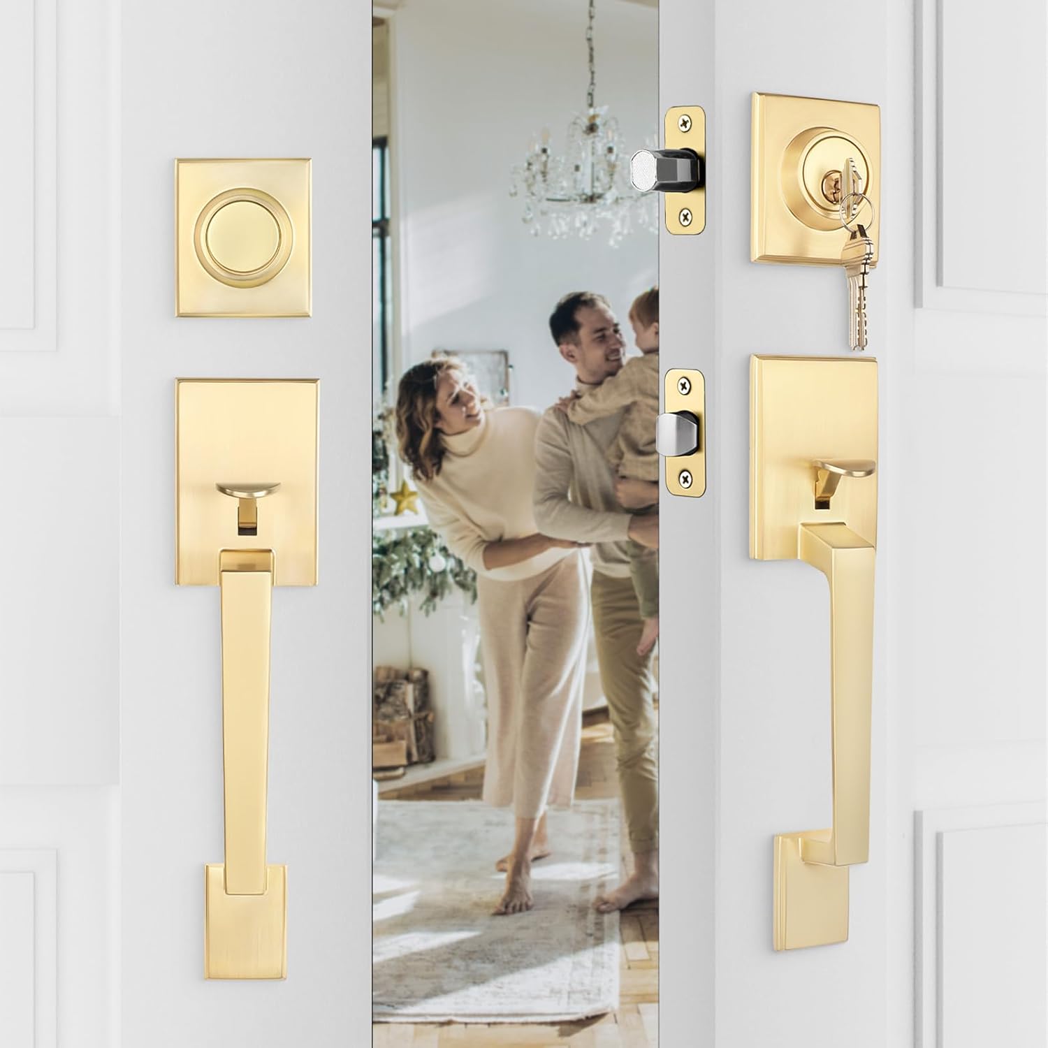 Haidms Gold Door Lock Set Durable Secure