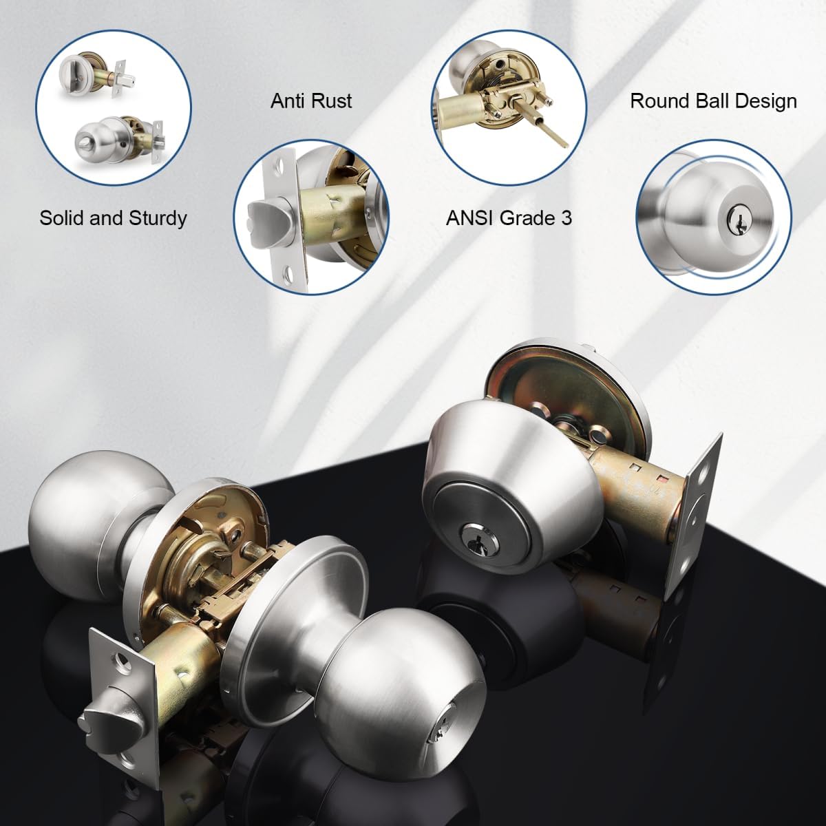 Professional Outdoor Door Knob Set Keyed Alike 4-Pack