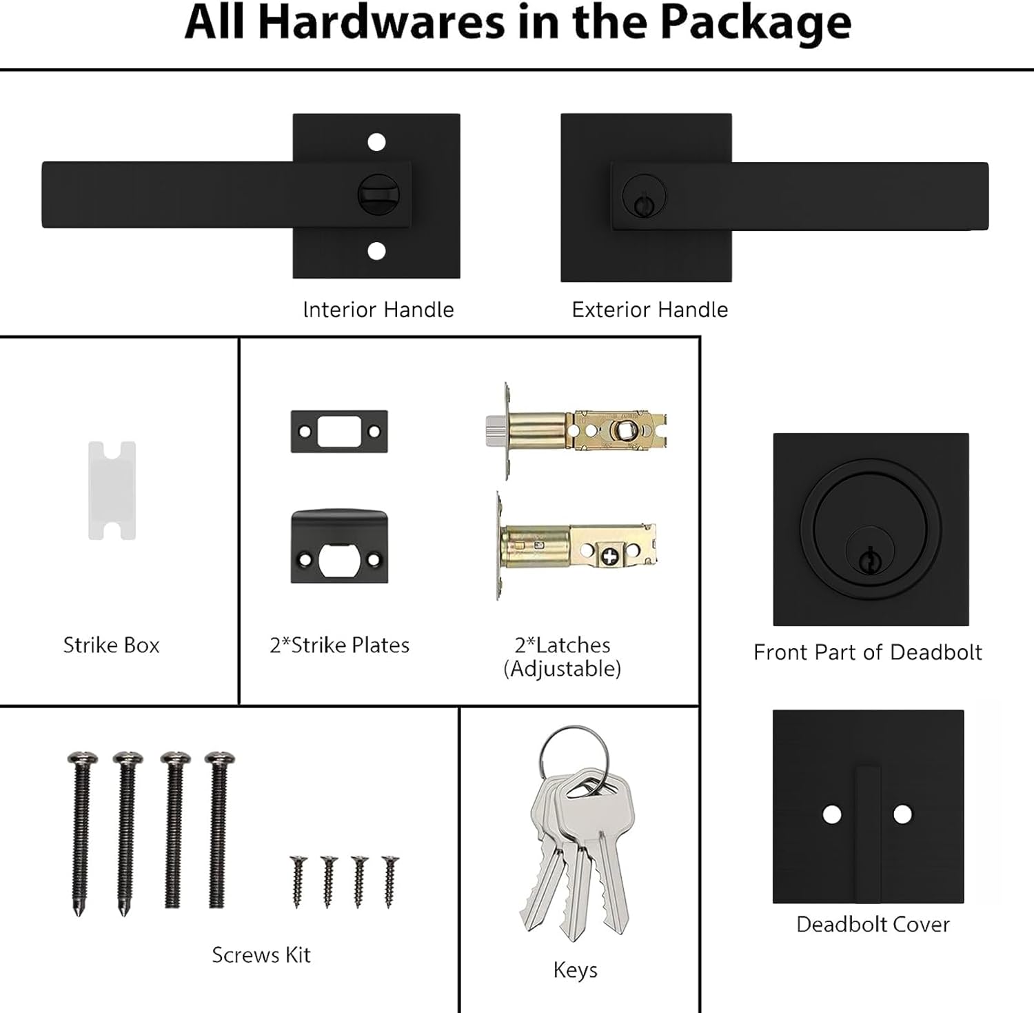 Haidms 2-Piece Black Exterior Door Lock Set