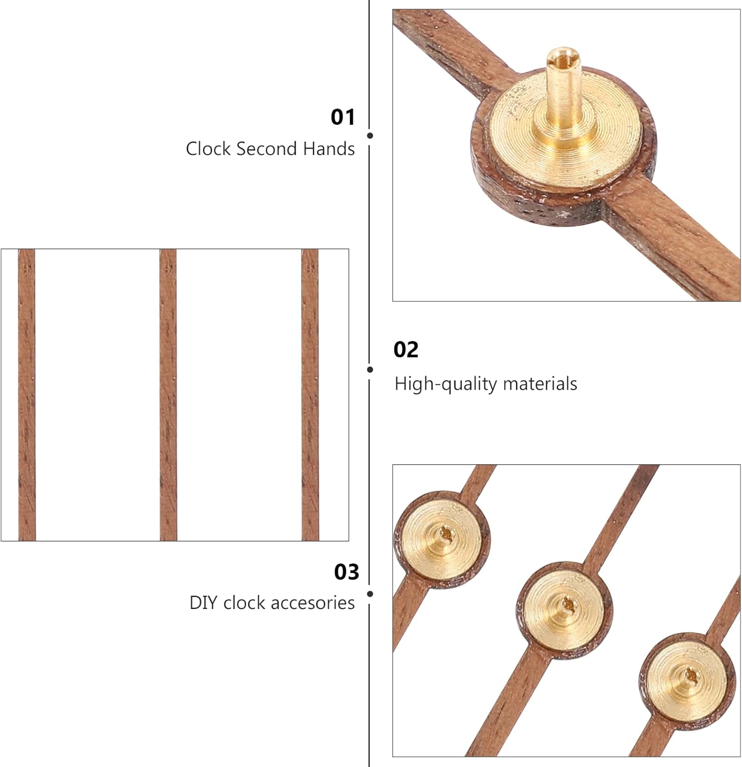 EXCEART 10pcs Wooden Second Hand Clock Parts DIY Kit