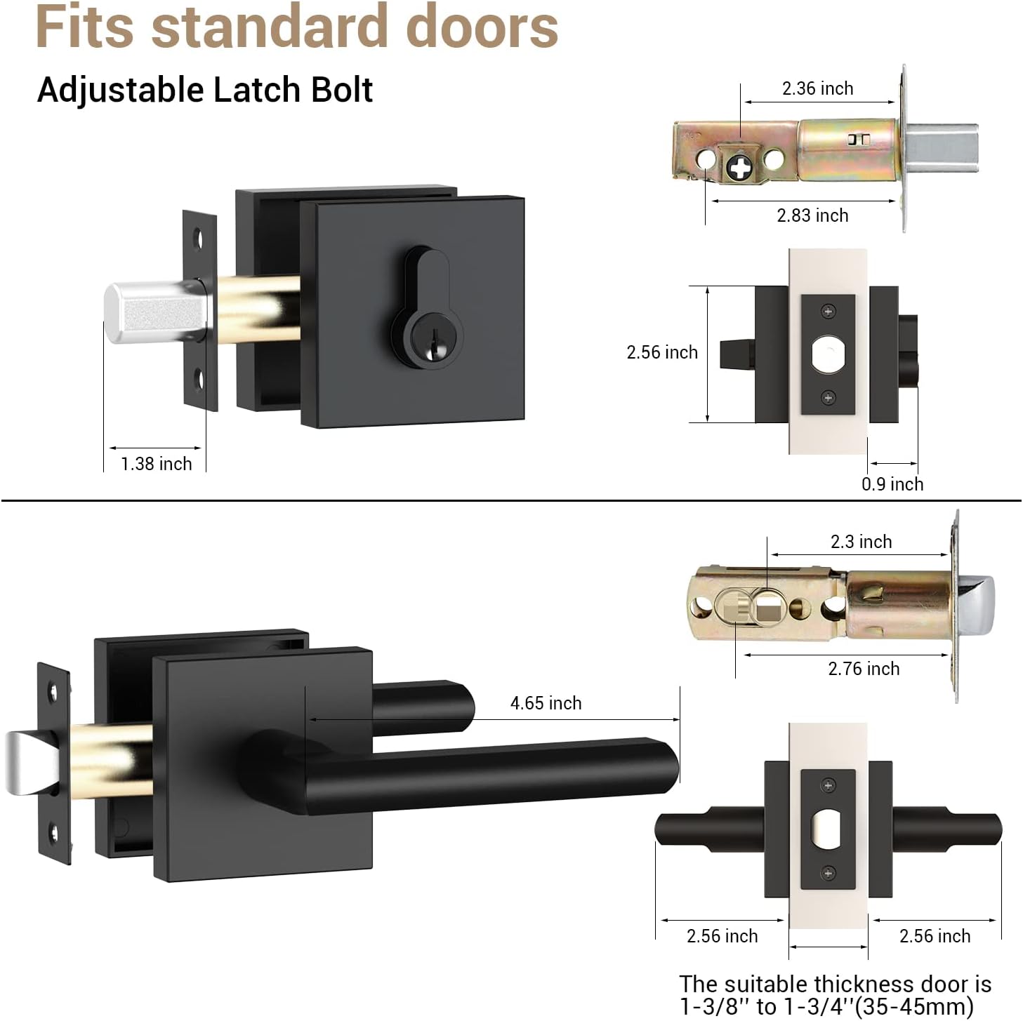 Ohuhu Door Lock Set Matte Black Design