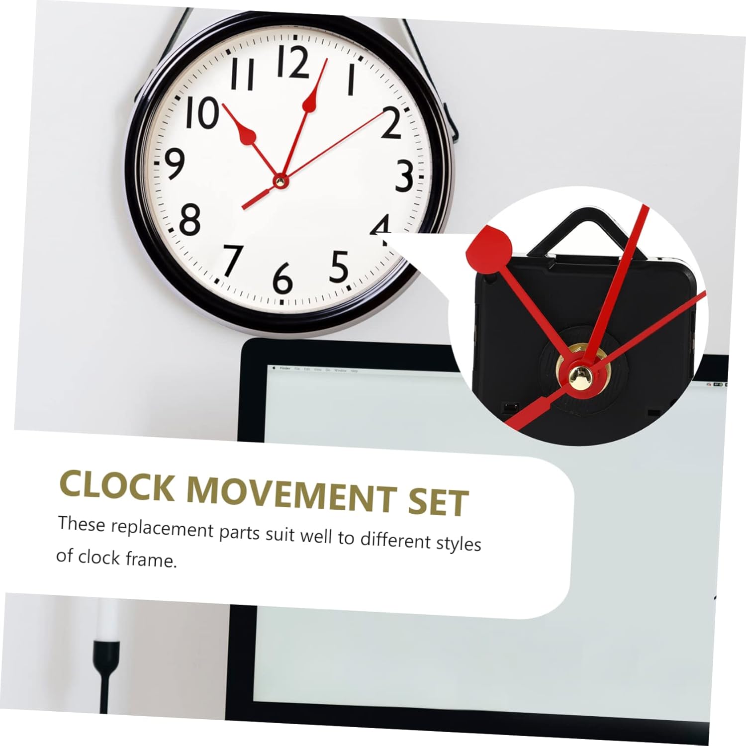 ORFOFE Quartz Clock Hands Movement Kit Red Spade Design for Home Clocks