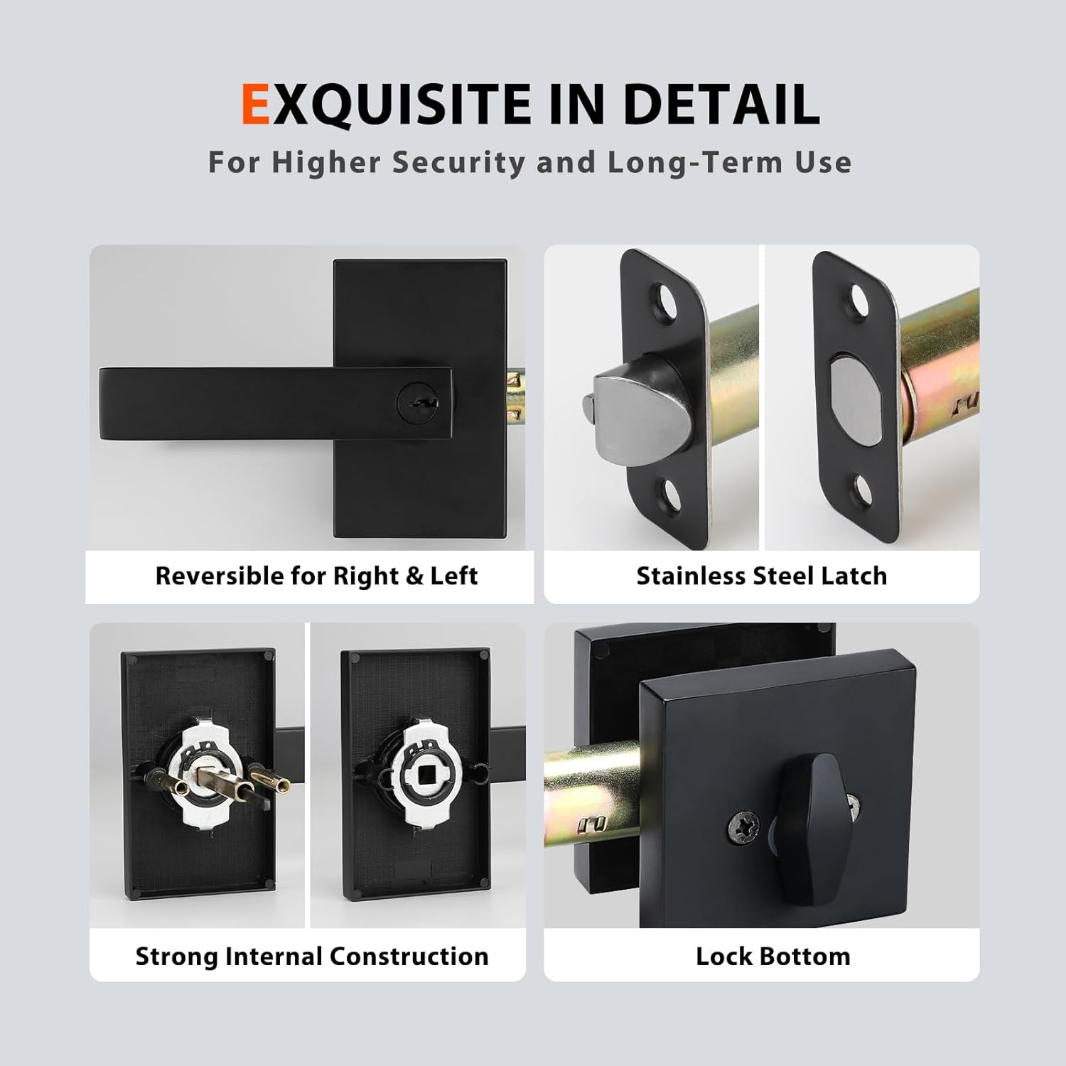 Haidms Black Exterior Door Lock Set with Matte Black Handles