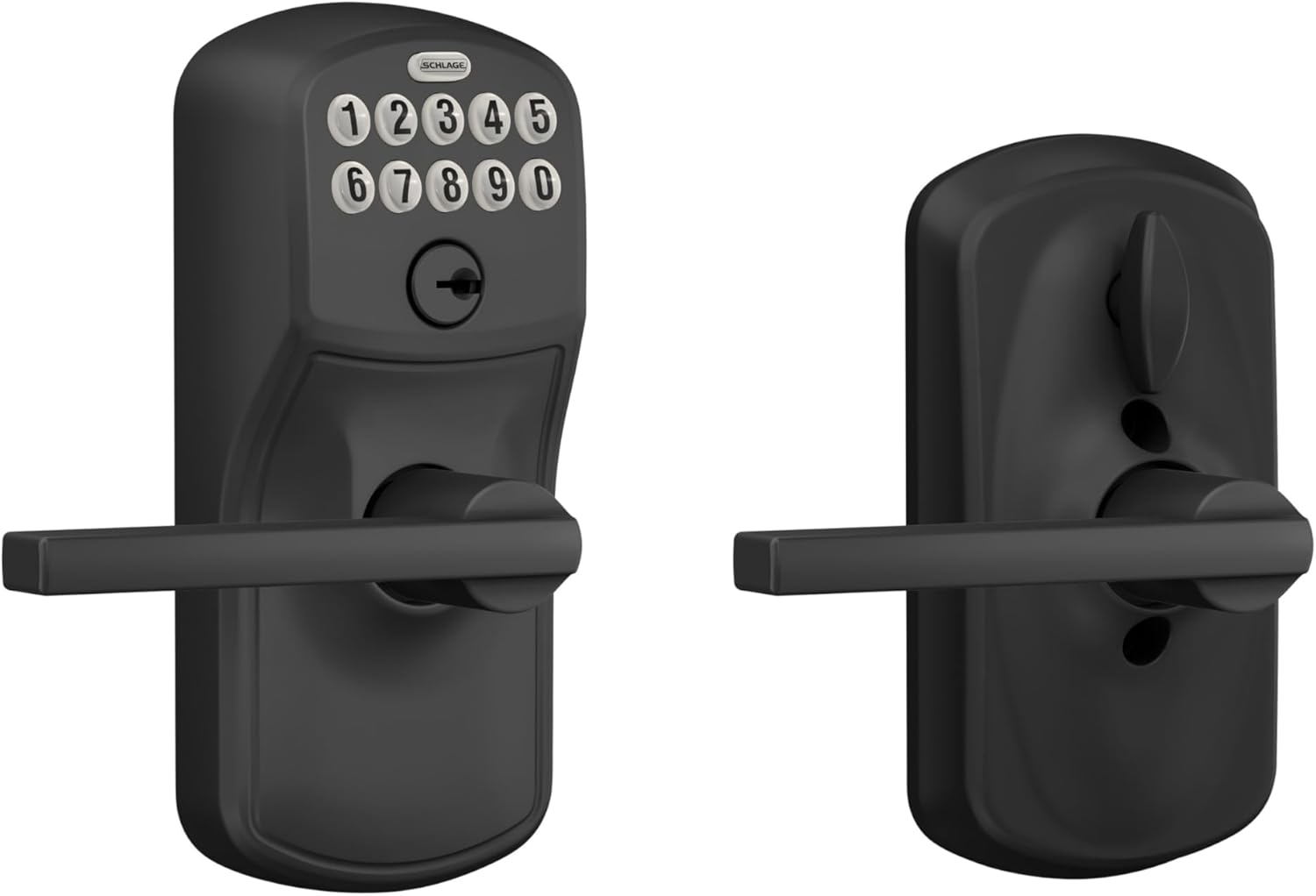 SCHLAGE Plymouth Keypad Entry with Flex-Lock Latitude Lever Matte Black