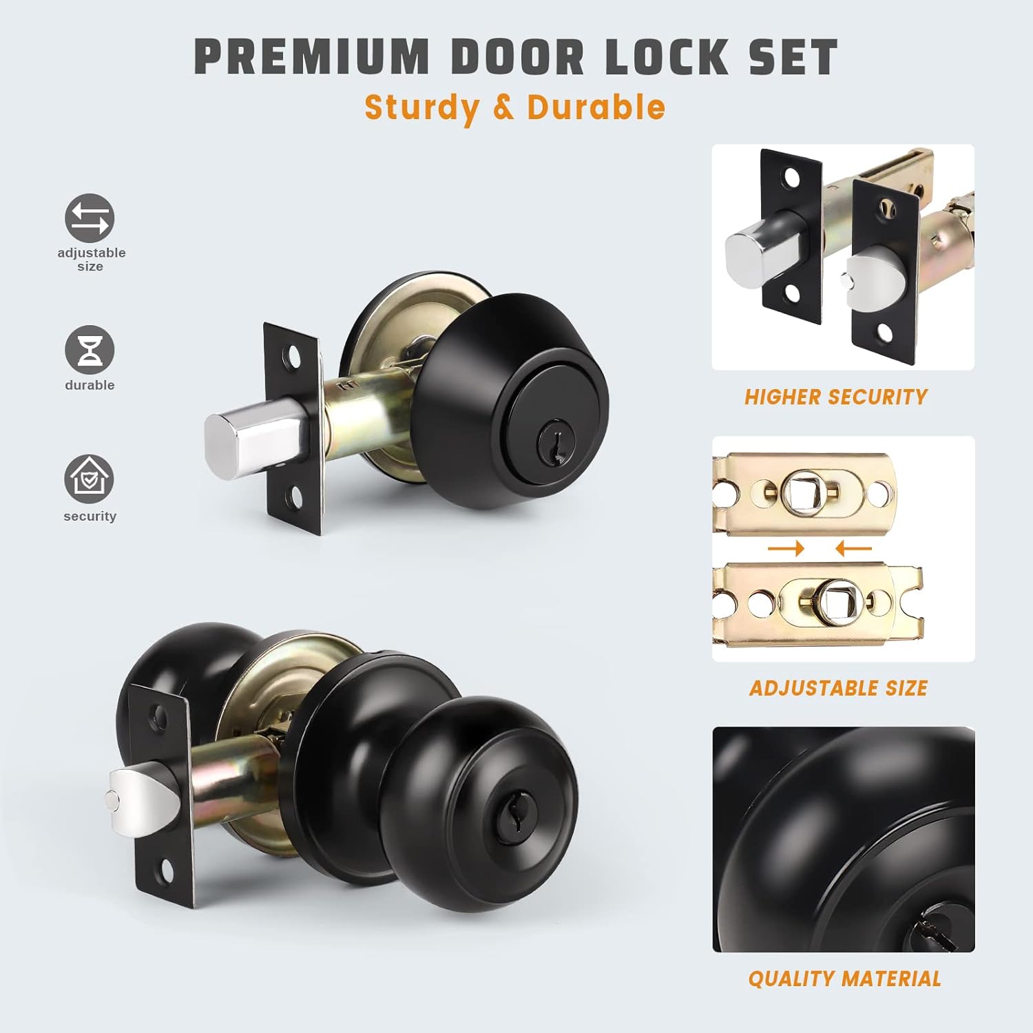 KNOBWELL Entry Door Knob and Deadbolt Lock Set Matte Black