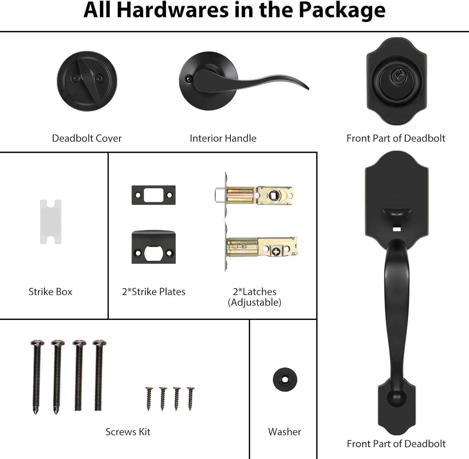 Haidms Matte Black Door Handle Set