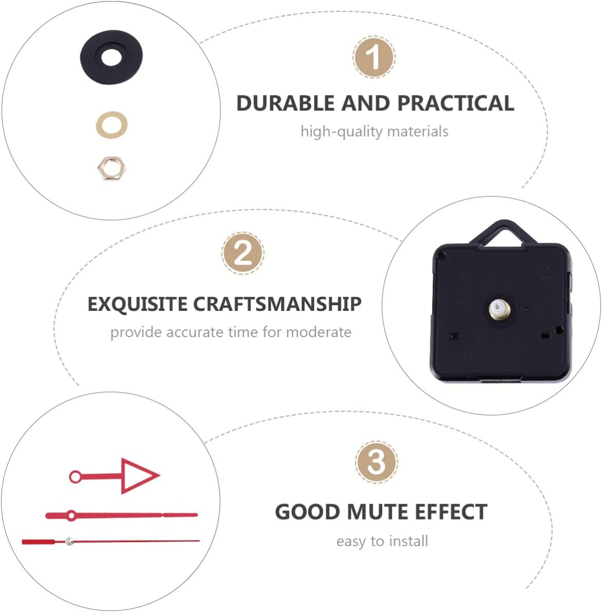 Red Clock Movement Mechanism Kit for Clock Repair and Replacement