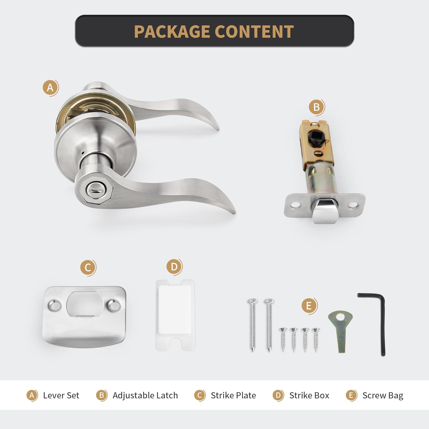 Gaurqiah Wave Style Privacy Door Handle with Keyless Lever
