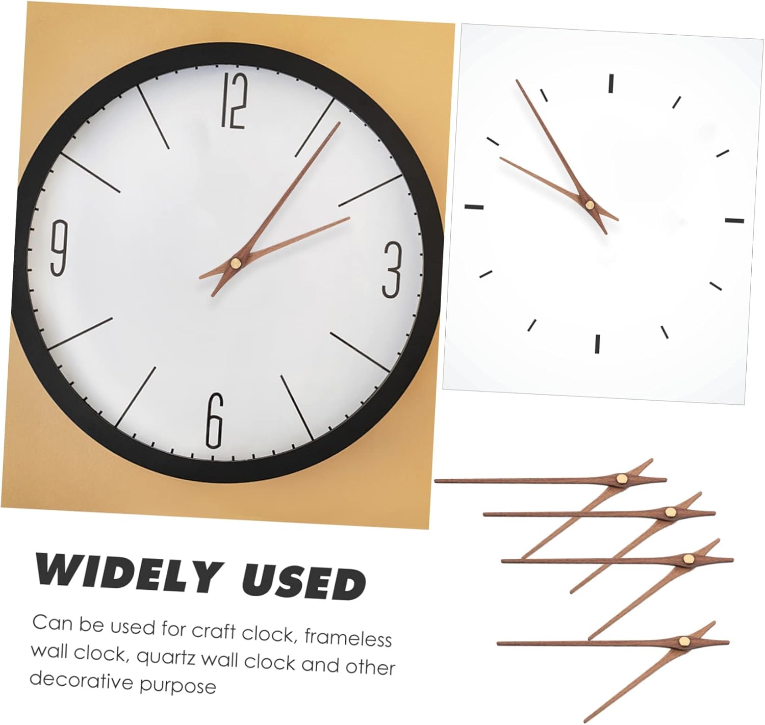 Sturdy DIY Wall Clock Parts 5 Set Walnut Wood and Copper Clock Mechanisms