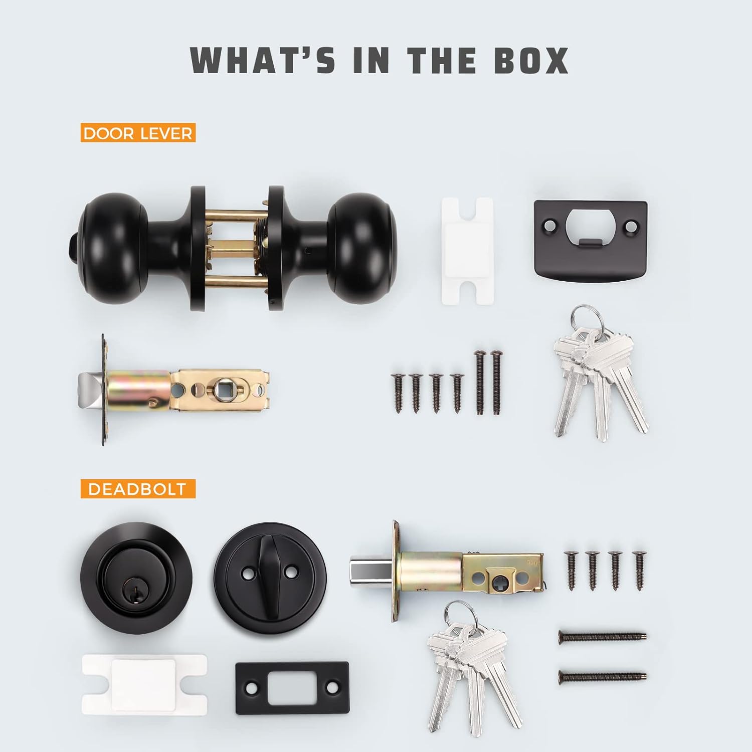 KNOBWELL Entry Door Knob and Deadbolt Lock Set Matte Black