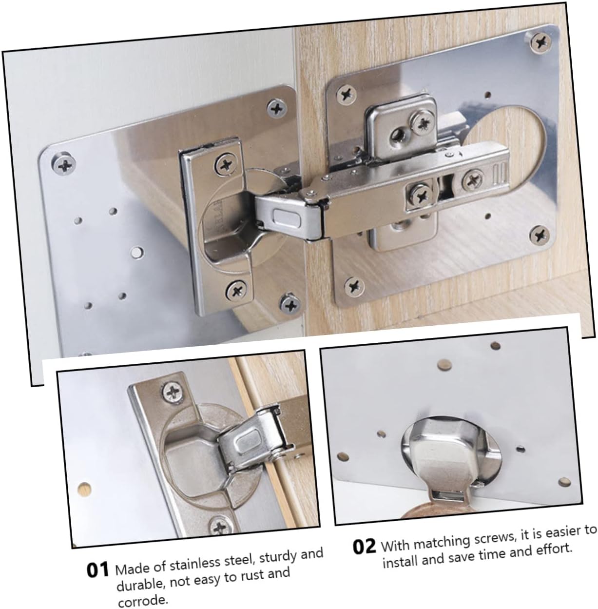 Sturdy Stainless Steel Hinge Repair Plates