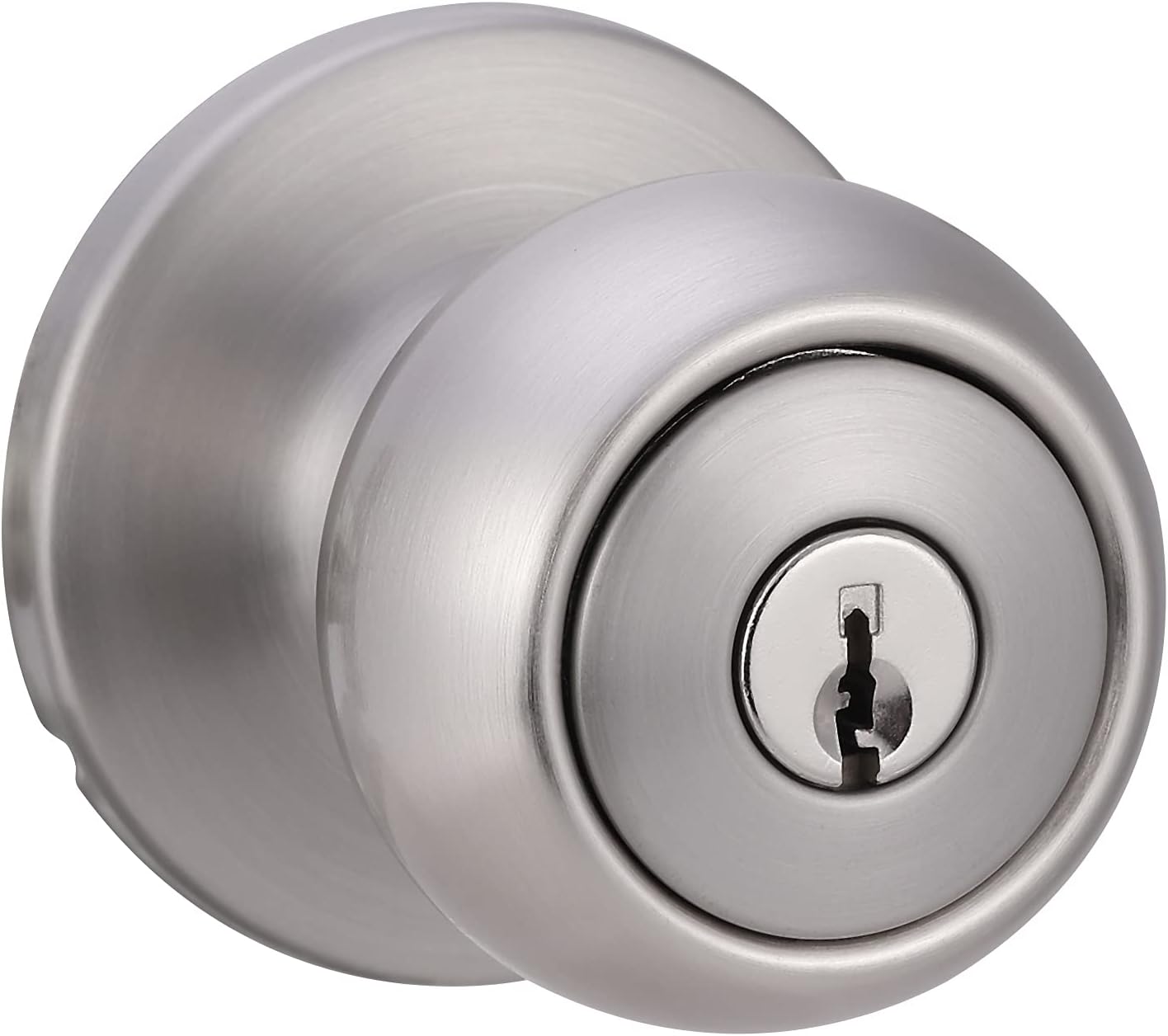 Amazon Basics Exterior Door Knob With Lock Satin Nickel Coastal Style