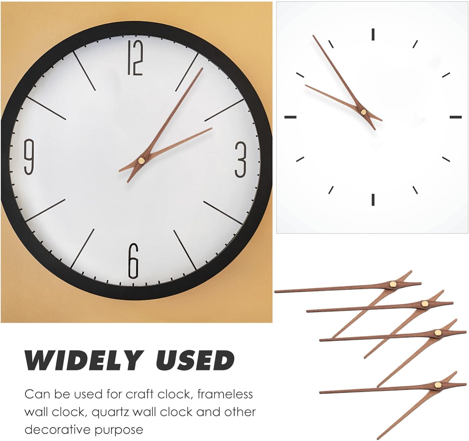 5Pcs Black Walnut Wooden Clock Hands for 12-Inch Wall Clock