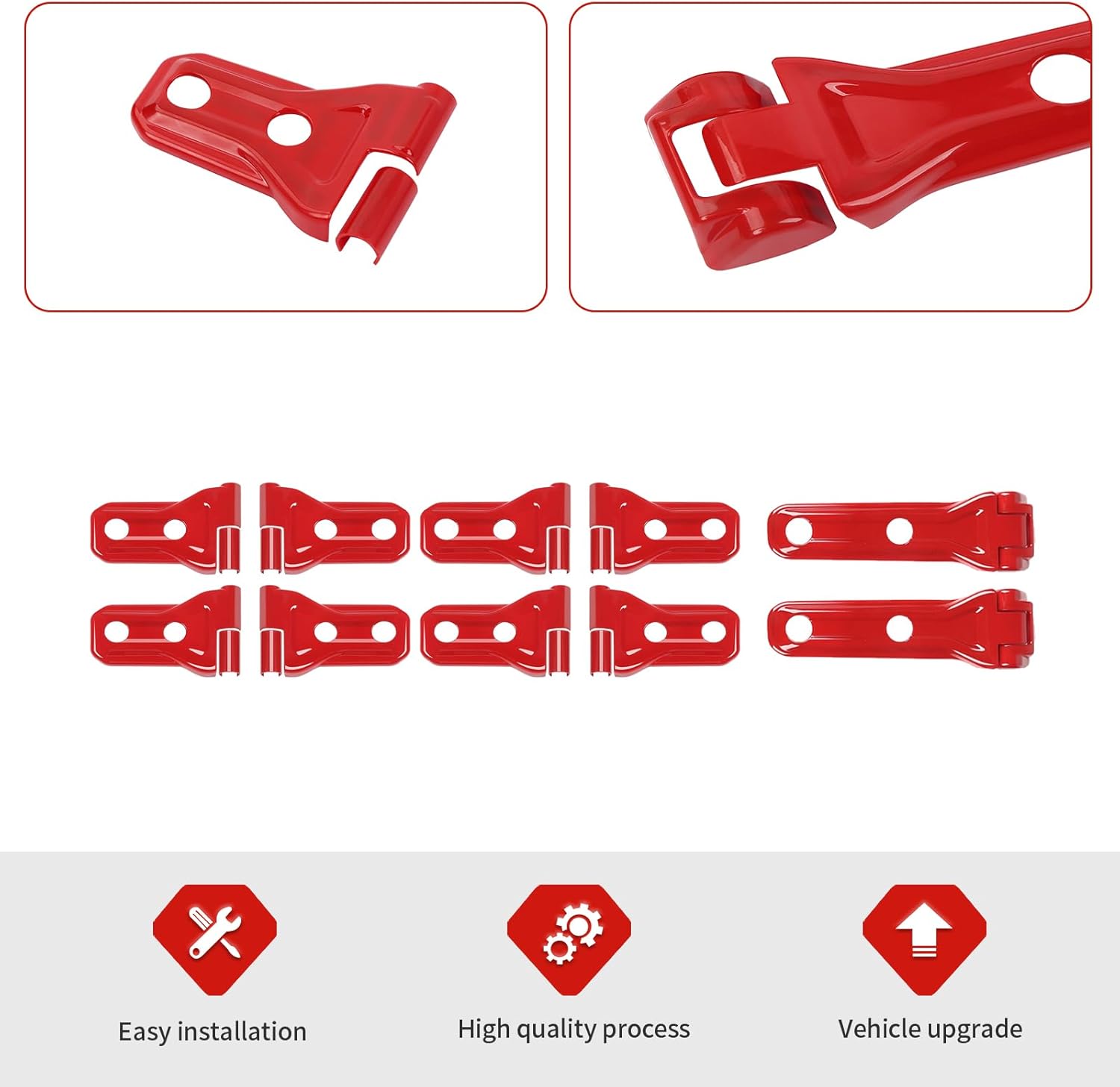 Jimen Fit Jeep Wrangler Door Hinge Cover Red 2018-2024