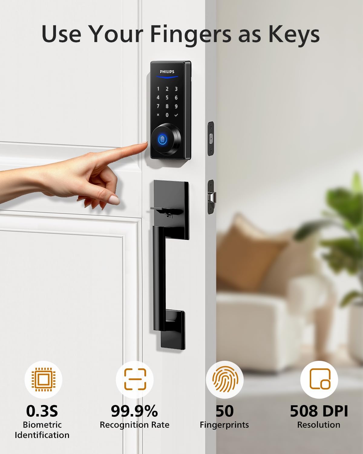Philips Wi-Fi Smart Lock with Handle Keyless Entry Door Lock Set