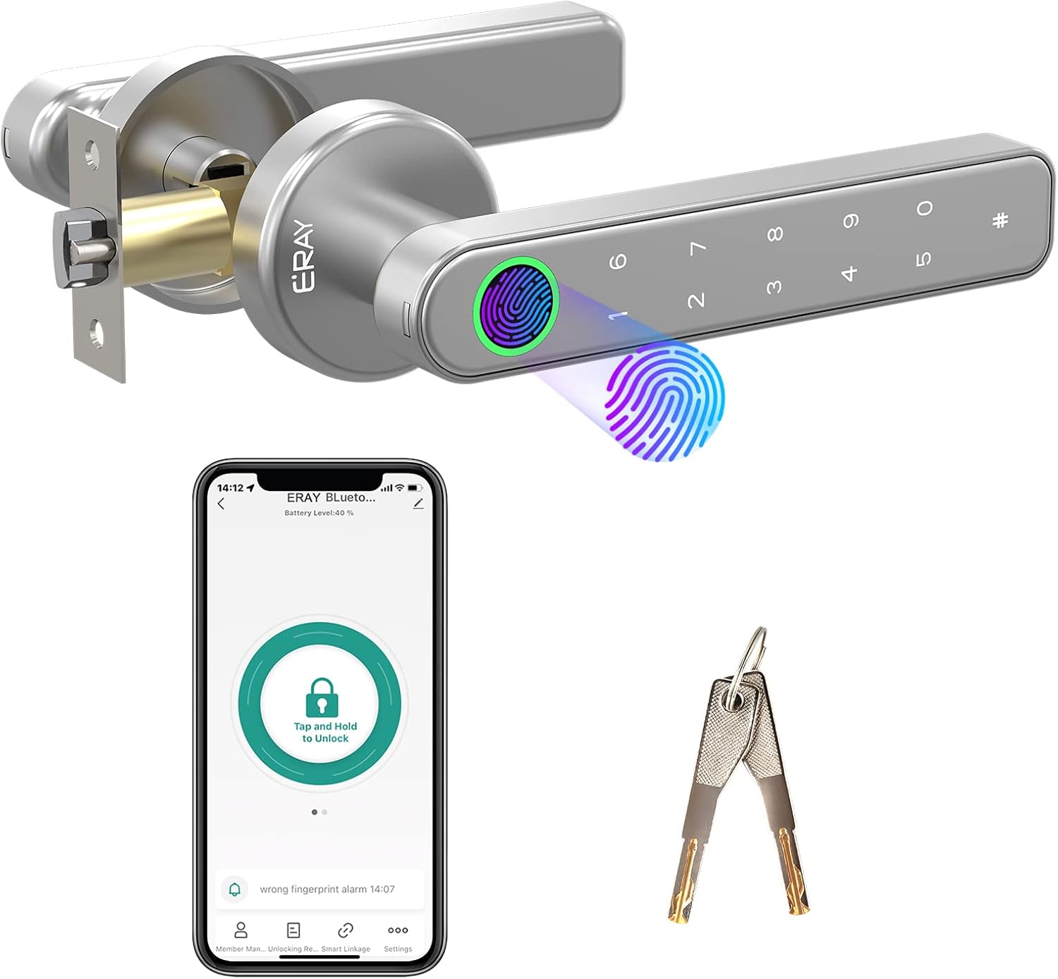 ERAY Smart Door Lock Set with Fingerprint Keypad Security