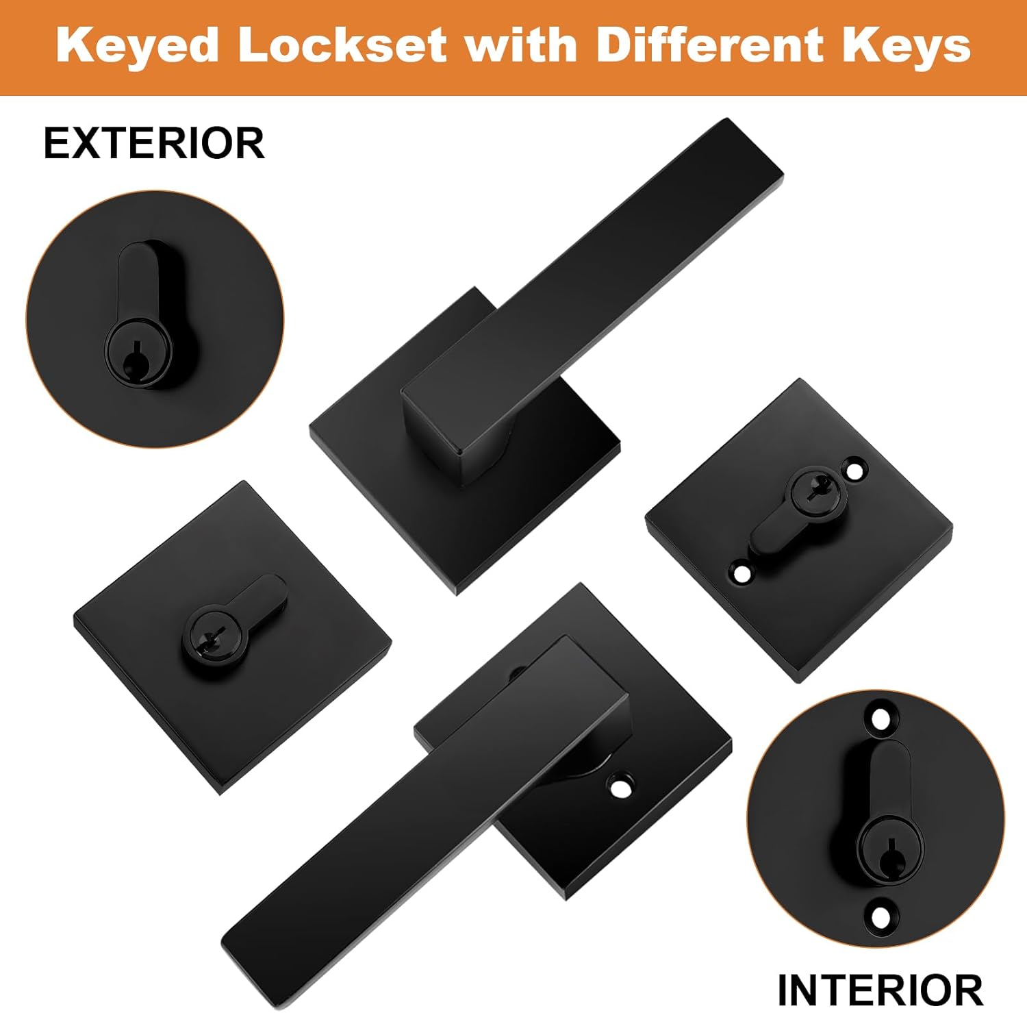 Probrico Exterior Door Lockset with Matte Black