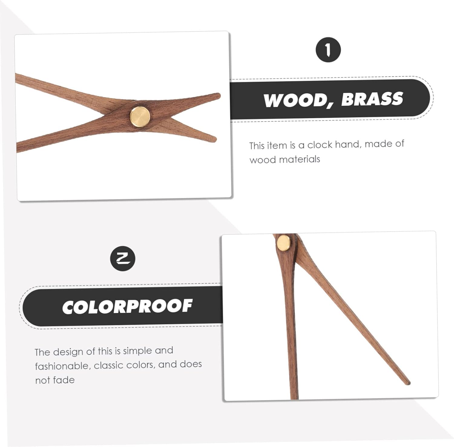 5-Piece Black Walnut Brass Clock Hands Kit for DIY Clocks