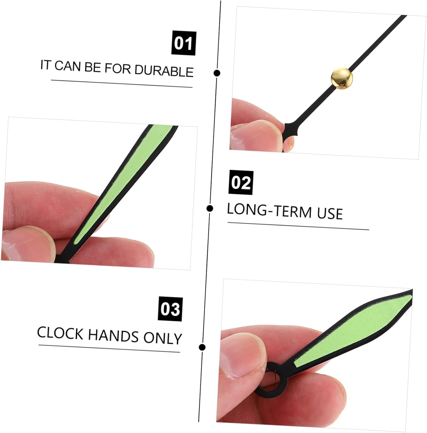 Glow-In-The-Dark Clock Hands Kit for DIY Wall Clock Repair