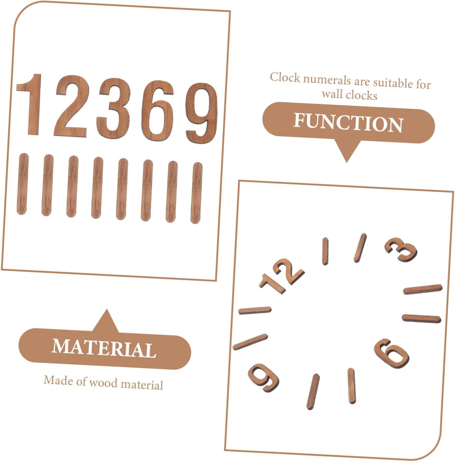 EXCEART Roman Numeral Digital Wall Clock DIY Wood Panel with Glue Included