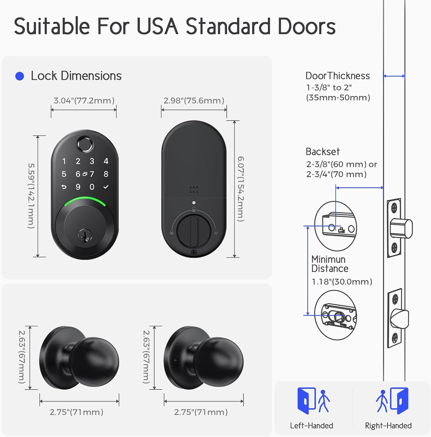 Keypad Smart Door Lock with Knob Set for Front Door