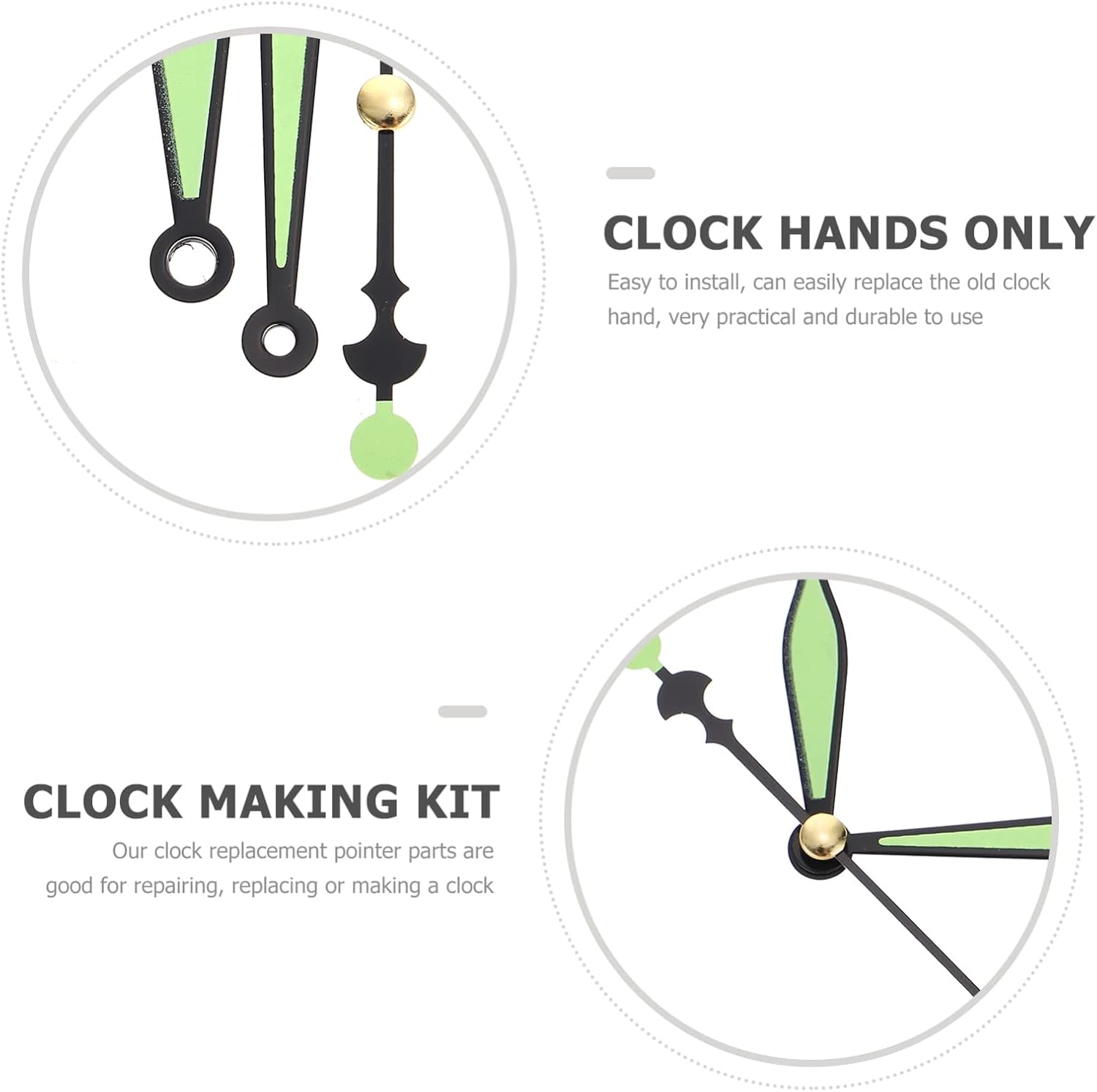 Homoyoyo 10 Sets Glow in The Dark Clock Pointer Hands Replacement