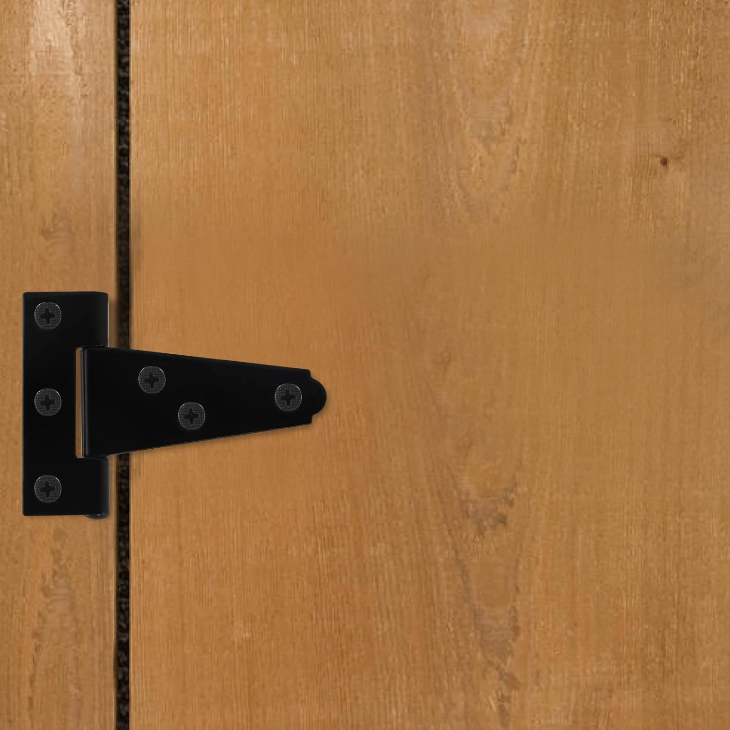 Piutouyar 6-Piece T-Strap Hinges Heavy Duty Barn Door Hinges Black