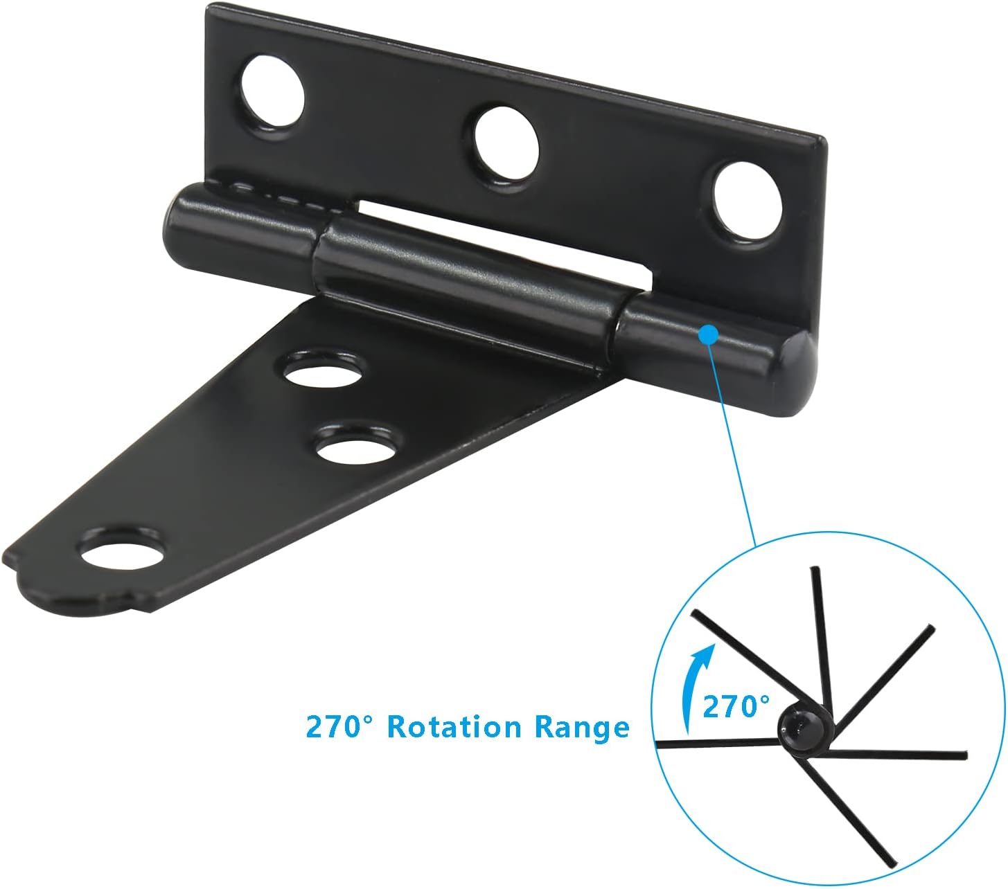 Piutouyar 6-Piece T-Strap Hinges Heavy Duty Barn Door Hinges Black