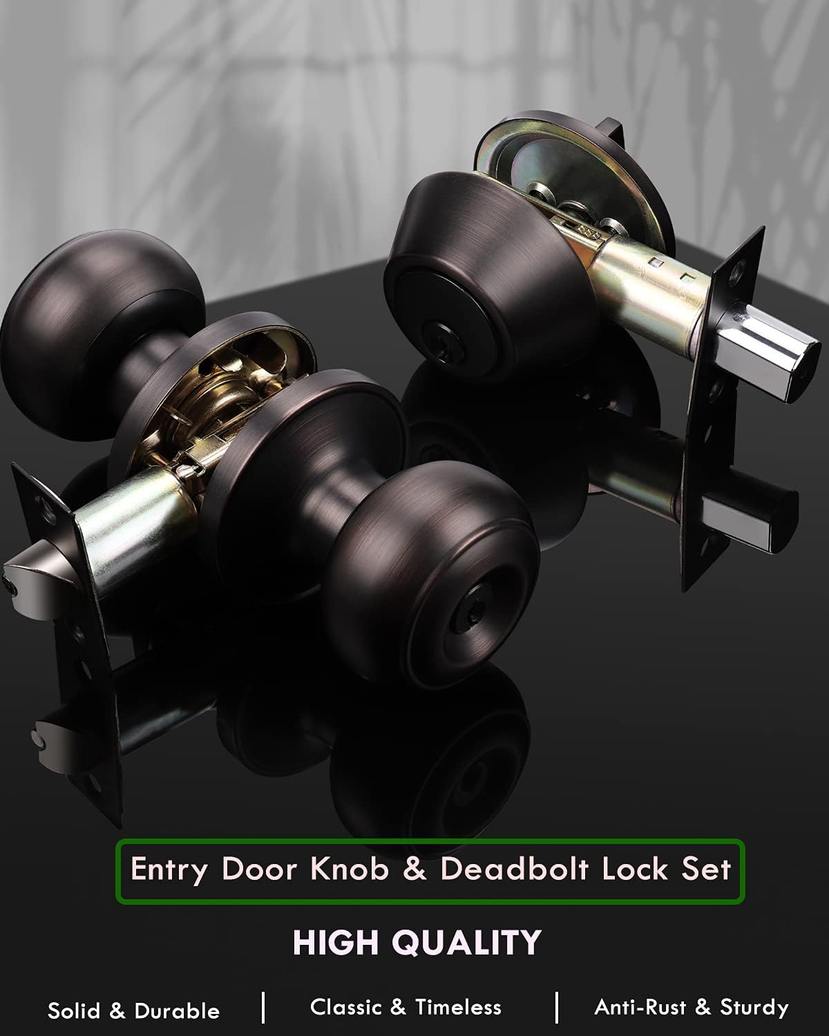 3-Pack Oil Rubbed Bronze Entry Door Knob and Deadbolt Set