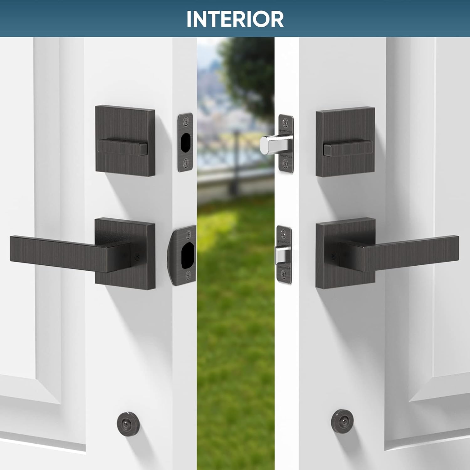 T ICONN Double Front Door Handle Set