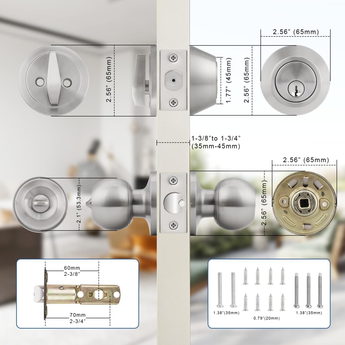 Professional Outdoor Door Knob Set Keyed Alike 4-Pack