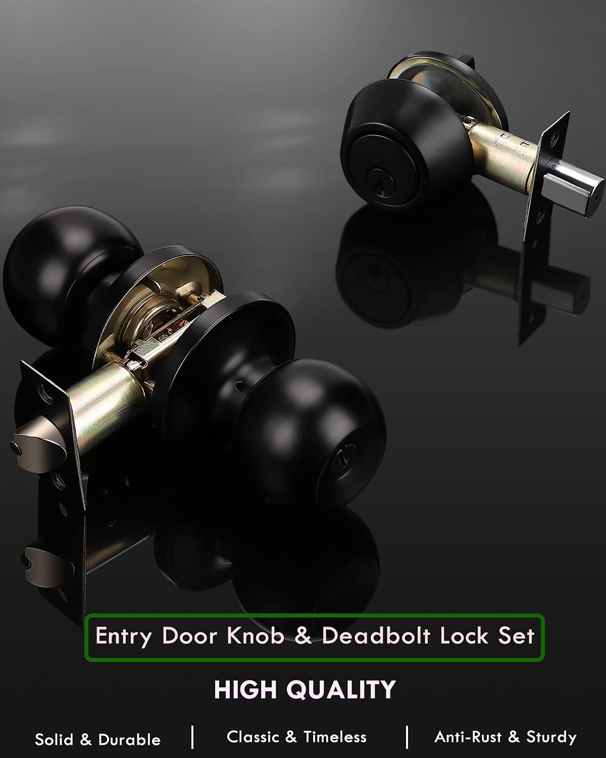 Versatile 4-Pack Door Knob Deadbolt Set with Black Finish