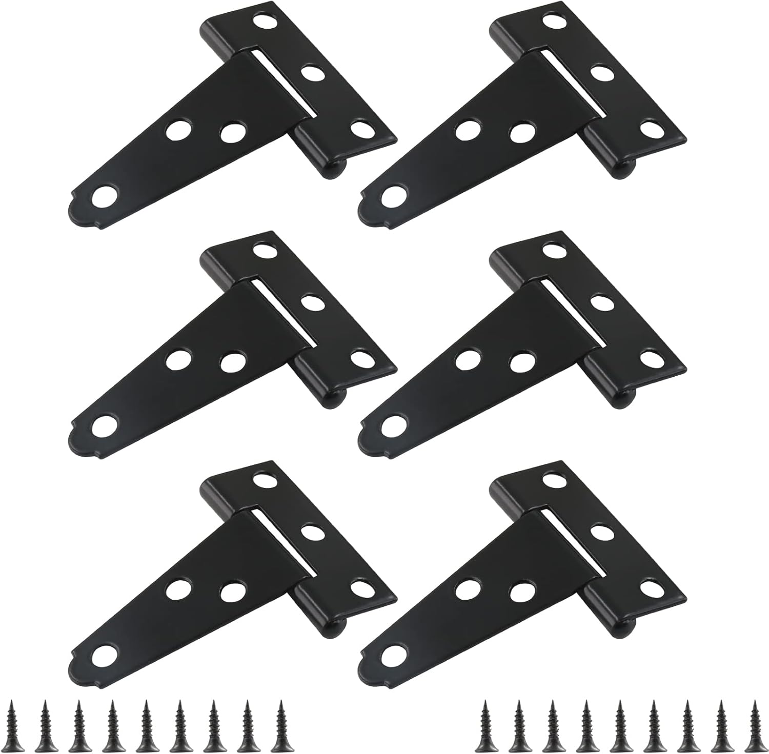 Piutouyar 6-Piece T-Strap Hinges Heavy Duty Barn Door Hinges Black