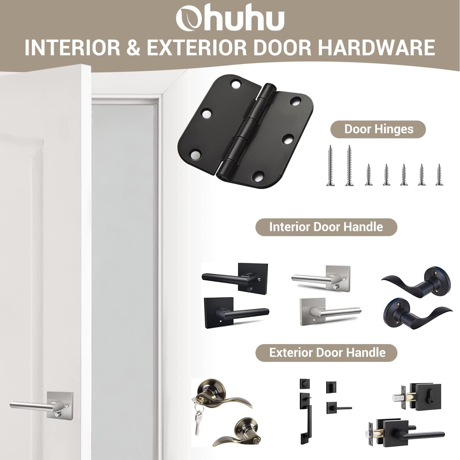 Ohuhu Door Lock Set Matte Black Design