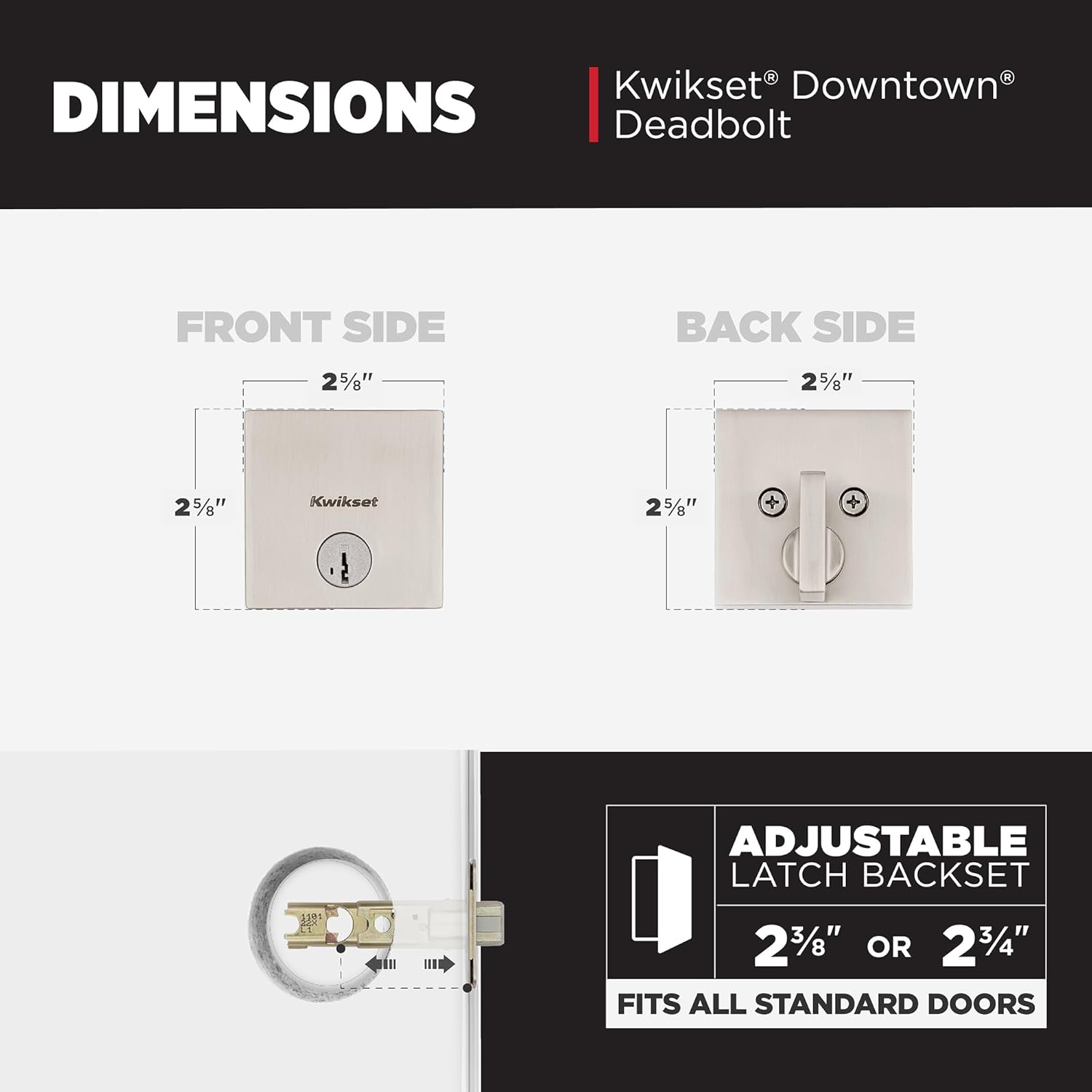 Kwikset Downtown Deadbolt Lock Satin Nickel Exterior Entry Door