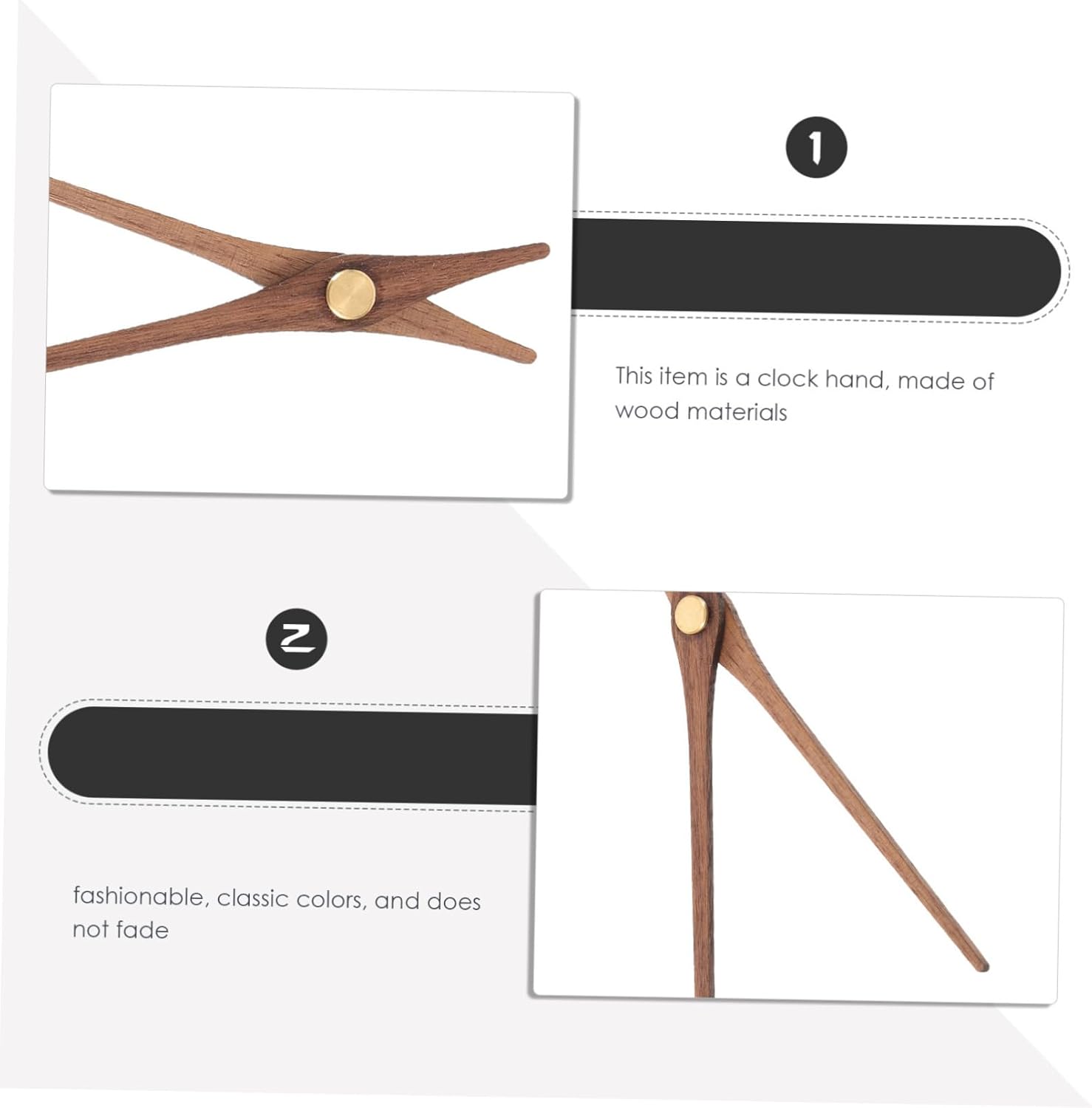 Sturdy DIY Wall Clock Parts 5 Set Walnut Wood and Copper Clock Mechanisms