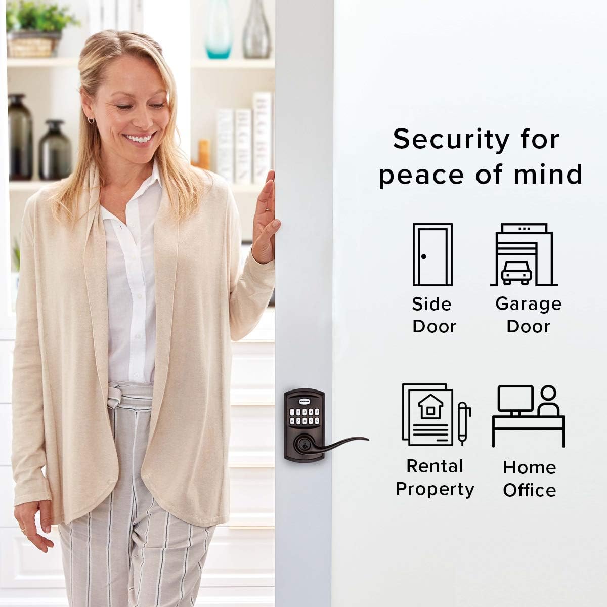 Kwikset SmartCode 917 SATIN Nickel Door Keypad Quad-Dot Security Entry